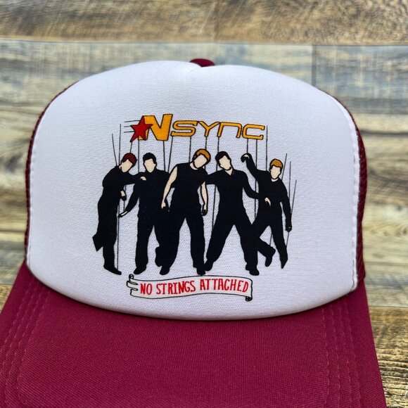 Boy Band Unisex Trucker Hat Maroon Snapback 90s Pop No Strings Attached Cap - Picture 3 of 7